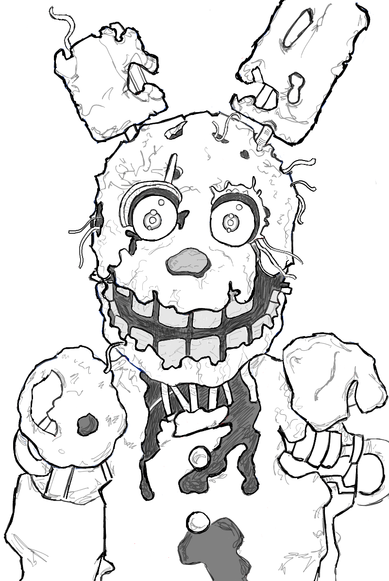 801x1198 how to draw springtrap from five nights - Fnaf 3 Drawings