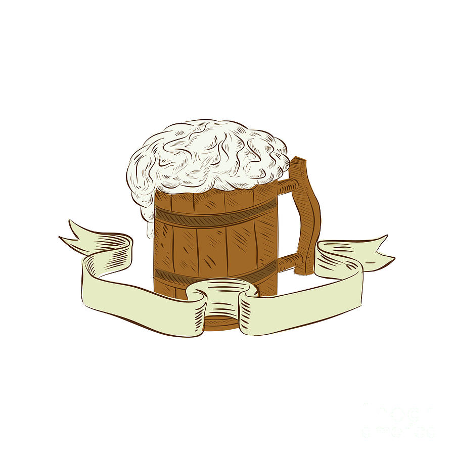 900x900 Medieval Beer Mug Foam Drawing Digital Art - Foam Drawing
