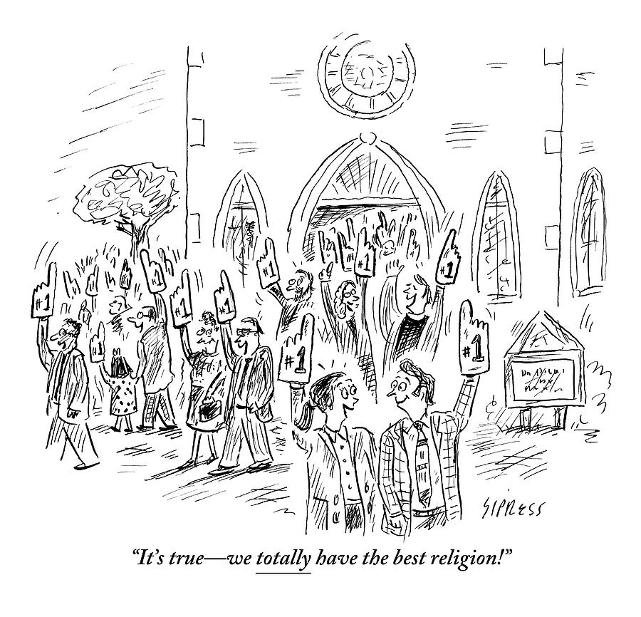 900x866 People Are Seen Exiting Church With Giant - Foam Drawing