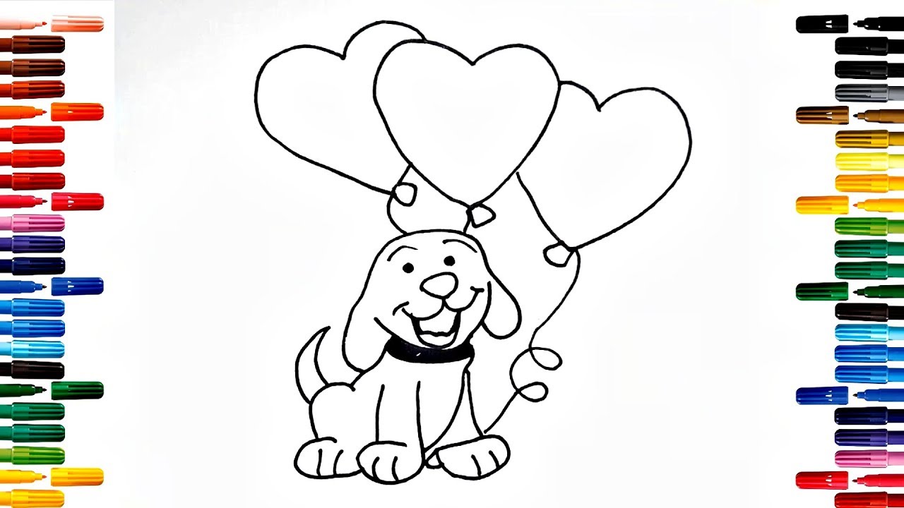 1280x720 Puppy With Balloons Heart Foam Drawing For Kids And Other Pictures - Foam Drawing