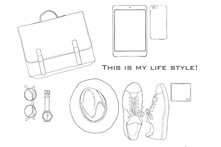 450x299 illustration of hand drawn, doodle flat lay coordination folded - Folded Shirt Drawing