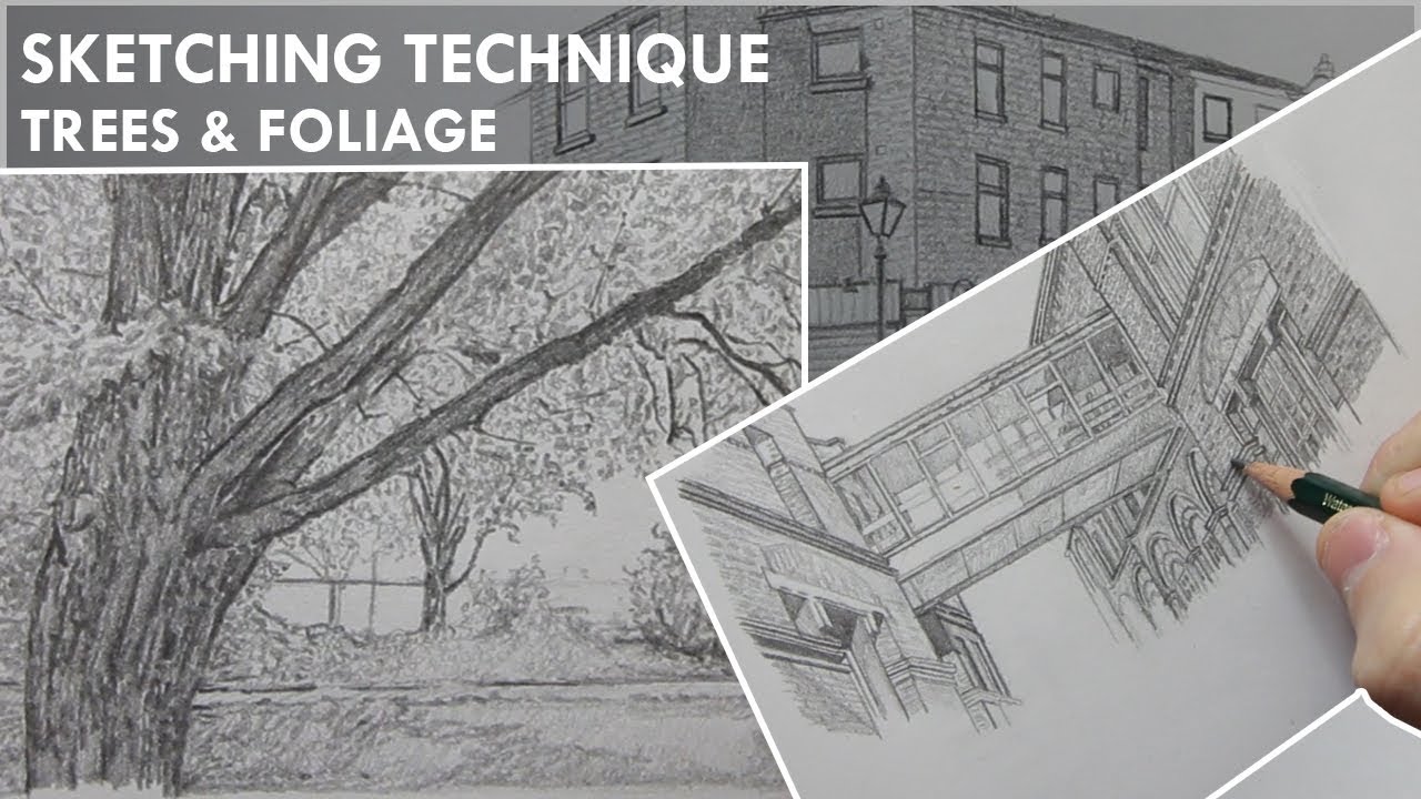 1280x720 easy sketching technique for trees foliage more building - Foliage Drawing