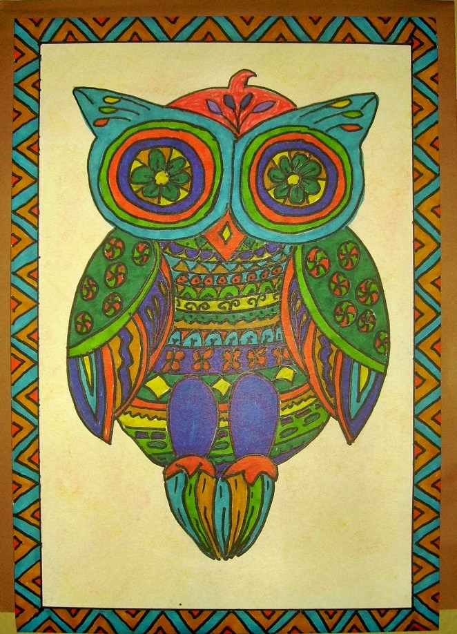 662x918 mexican folk art owl kids glitter - Folk Drawing