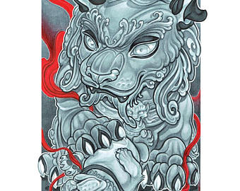 340x270 fu dog etsy - Foo Dog Drawing