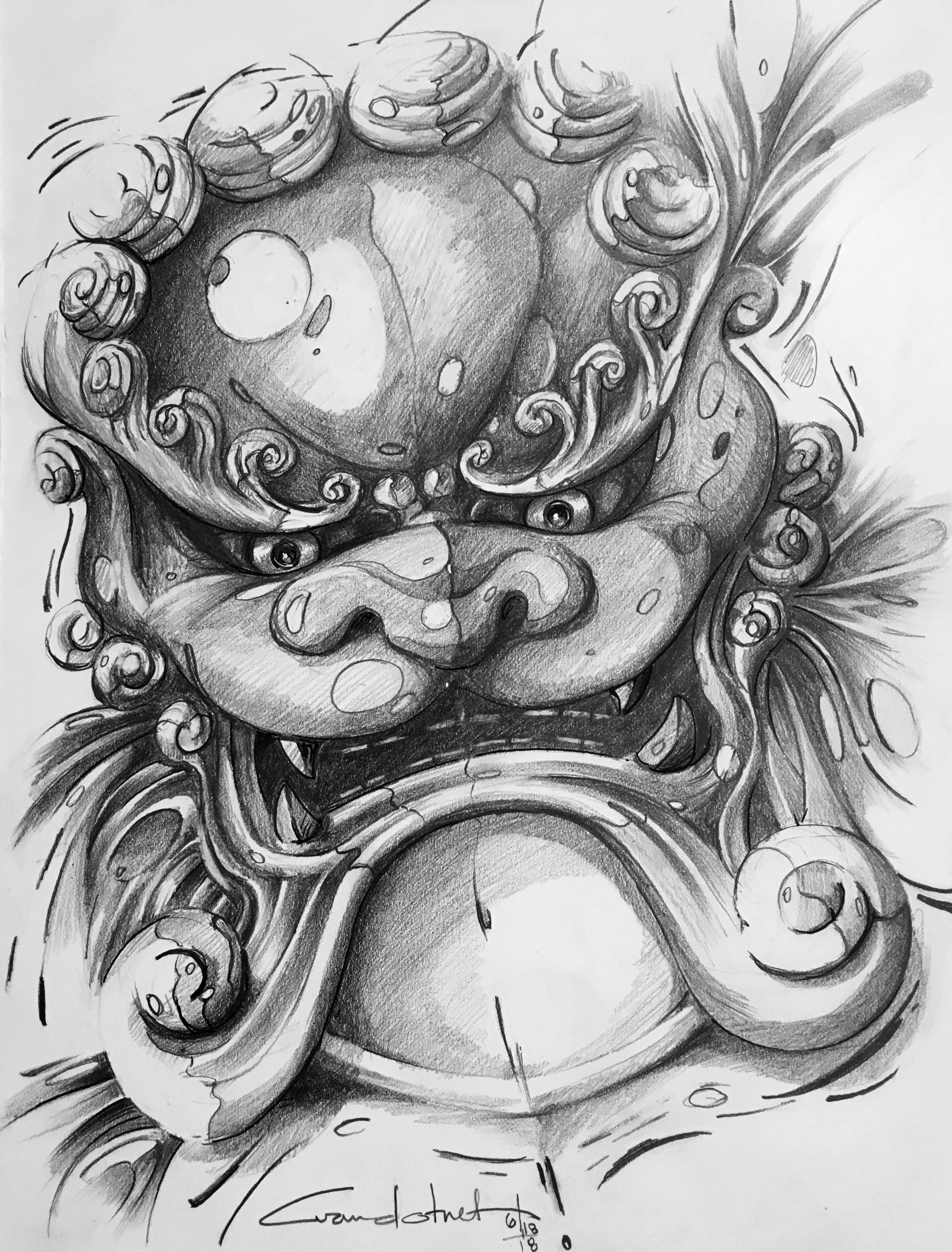 2679x3522 fu pencil art sketches - Foo Dog Drawing