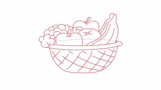 550x309 How To Draw A Basket Of Fruit Steps - Food Basket Drawing