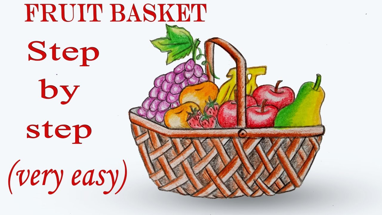 1280x720 How To Draw Fruit Basket Step - Food Basket Drawing