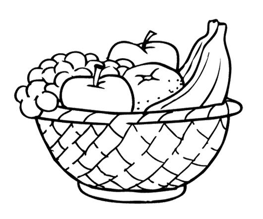 530x441 Drawing Ideas For Kids Fruit Coloring Pages - Food Basket Drawing