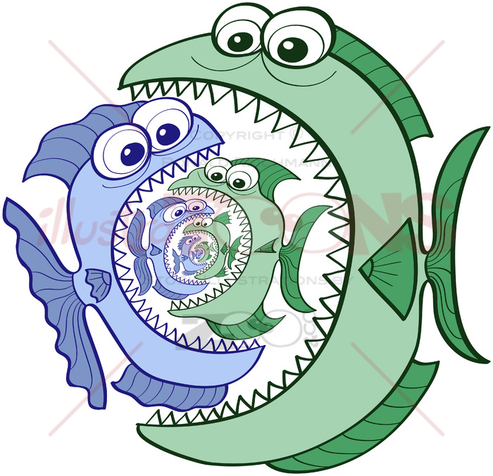 700x676 Voracious Fishes Eating The Smaller One In A Big Food Chain - Food Chain Drawing