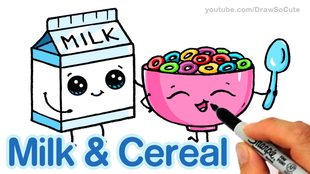 1280x720 How To Draw Milk And Cereal Easy - Food Drawing Images