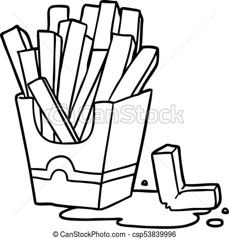 450x469 line drawing of a junk food fries - Food Drawing Images