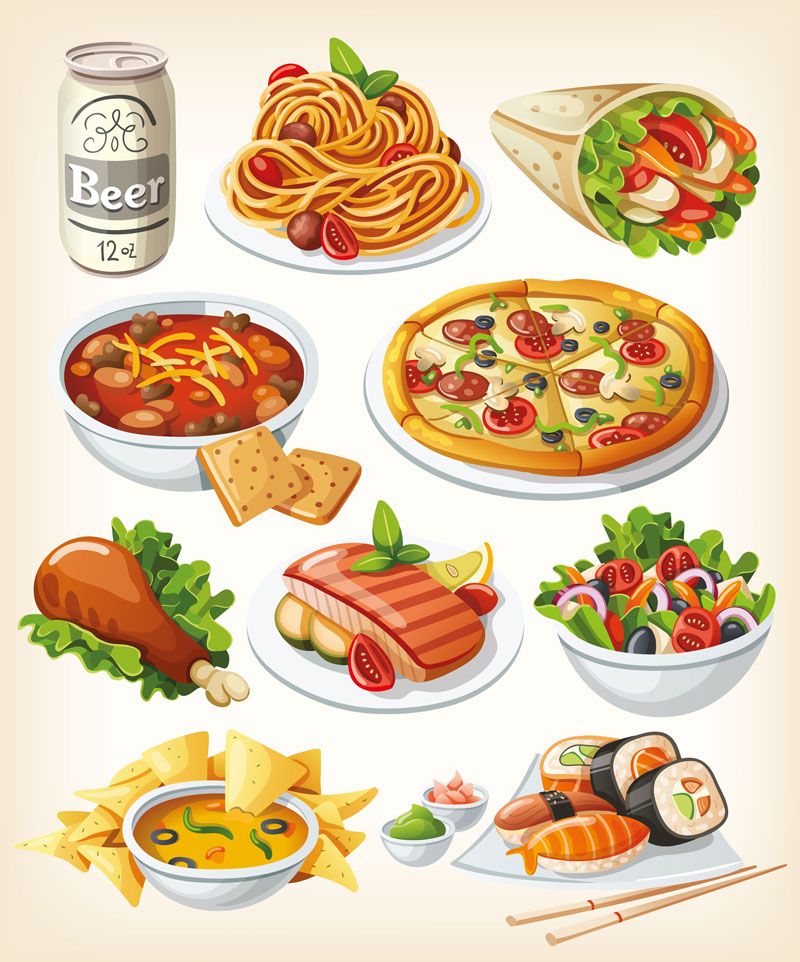 800x962 vector tasty food images clip art food drink food, food icons - Food Drawing Images