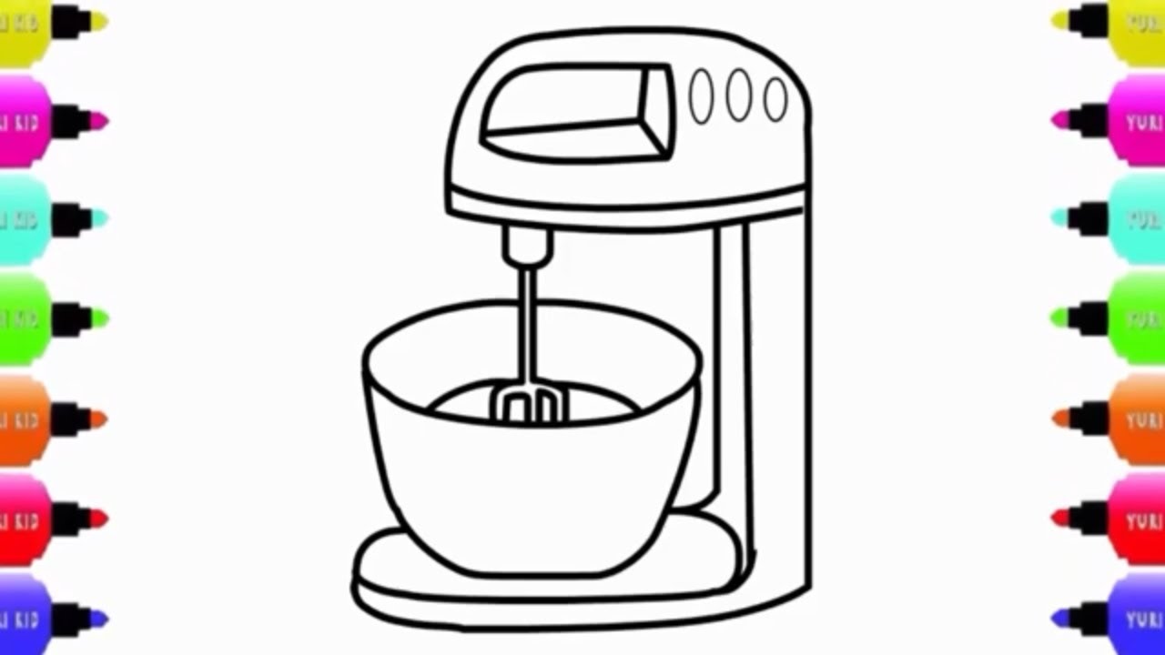 1280x720 food processor drawing for kids, learn colors for kids, coloring - Food Processor Drawing