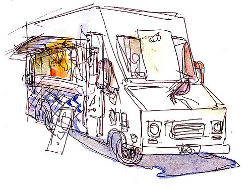 500x371 Los Angeles Food Truck Lomo Arigato Urban Sketchers - Food Truck Drawing