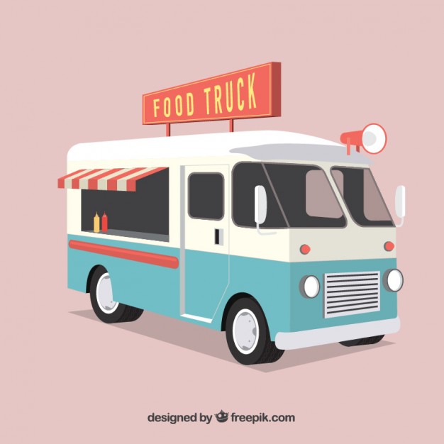 626x626 Retro Food Truck Vector Free Download - Food Truck Drawing