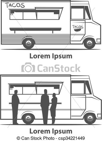 341x470 taco truck logo food truck, people silhouettes taco, simple - Food Truck Drawing