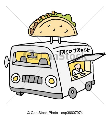 450x470 an image of a mexican taco food truck - Food Truck Drawing