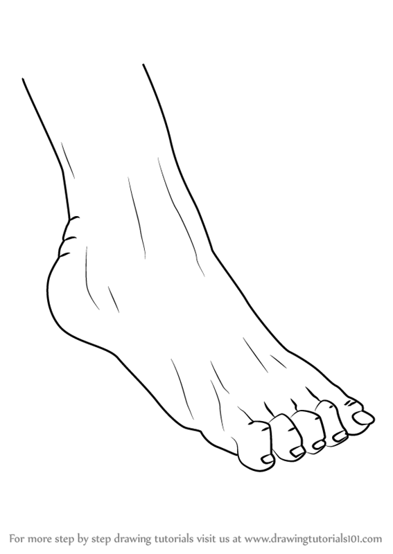567x800 Learn How To Draw Realistic Foot With Pencils - Foot Drawing