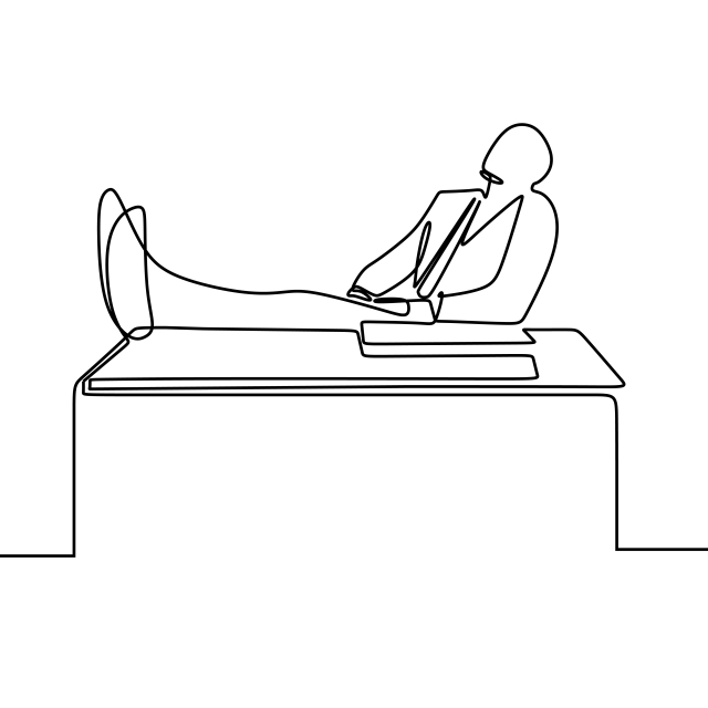 640x640 One Line Drawing Vector Of Relax Person In The Office His Foot - Foot Line Drawing
