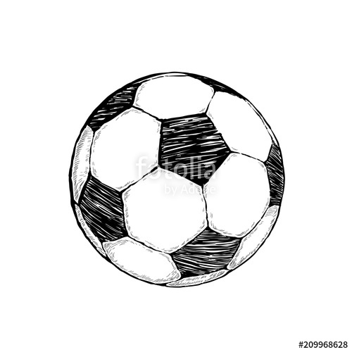 500x500 Football Icon Sketch Or Soccer Drawing In Doodles Style Hand - Football Ball Drawing