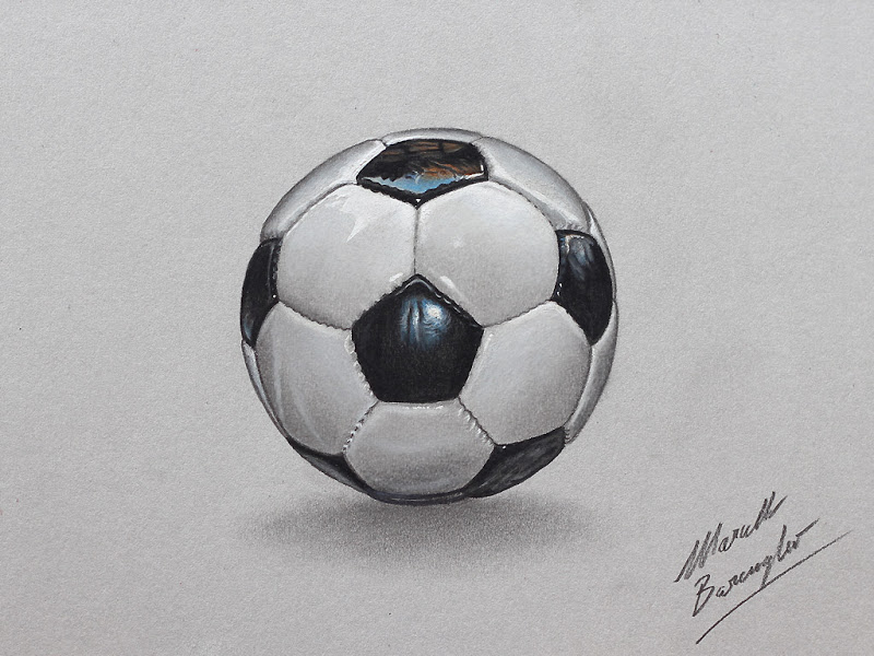 800x600 Football Soccer Ball Realistic Drawing - Football Ball Drawing