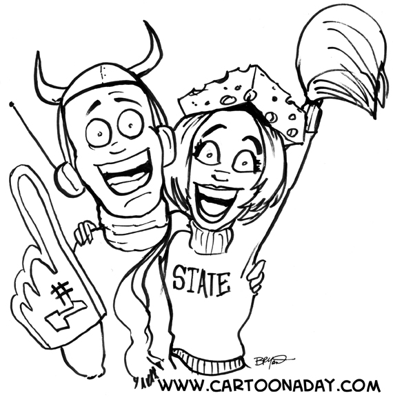 570x580 College Football Opening Day Cartoon - Football Cartoon Drawing