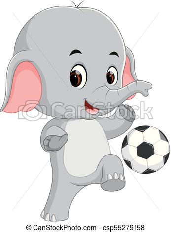 347x470 Illustration Of Funny Elephant Playing Football Cartoon - Football Cartoon Drawing