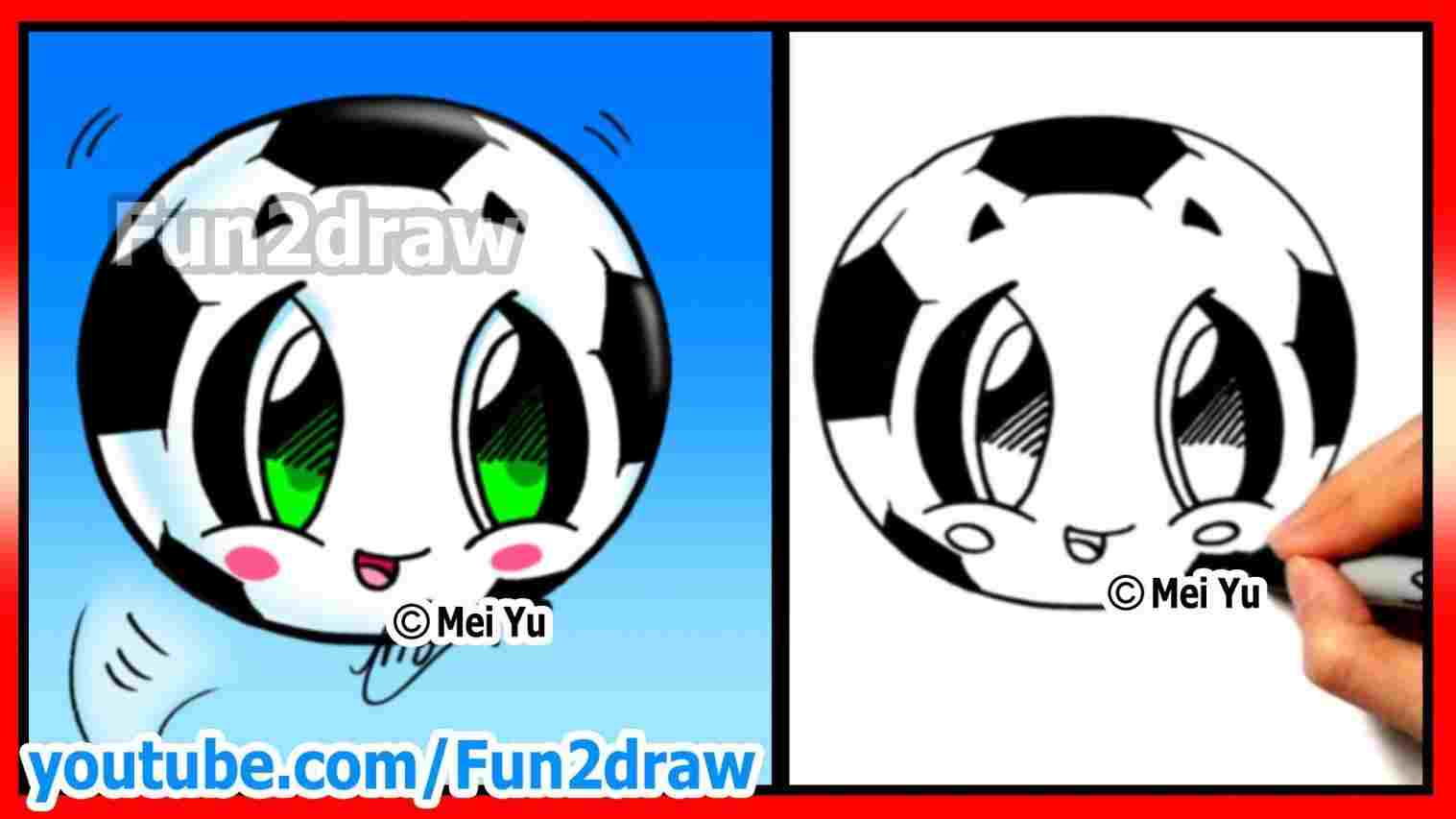 1517x853 Easy Cartoon Drawing Tutorials Cute Football Youtuberhyoutubecom - Football Cartoon Drawing