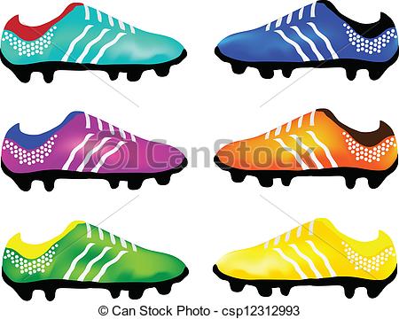 450x360 Vector Sport Football Boots Light Blue, Purple, Green, Blue - Football Cleats Drawing