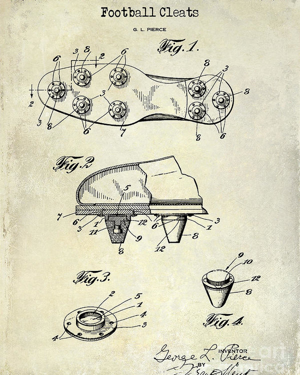 600x749 football cleats patent drawing poster - Football Cleats Drawing