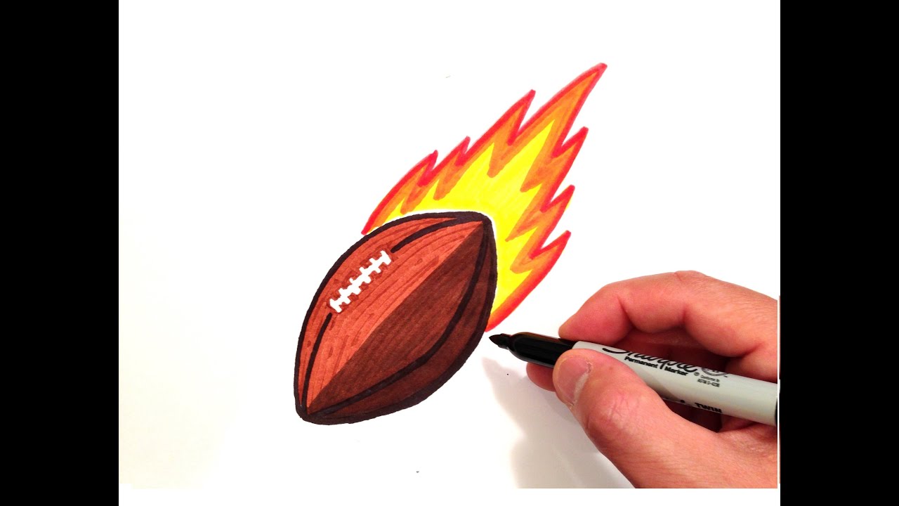 1280x720 How To Draw A Football With Flames - Football Drawing