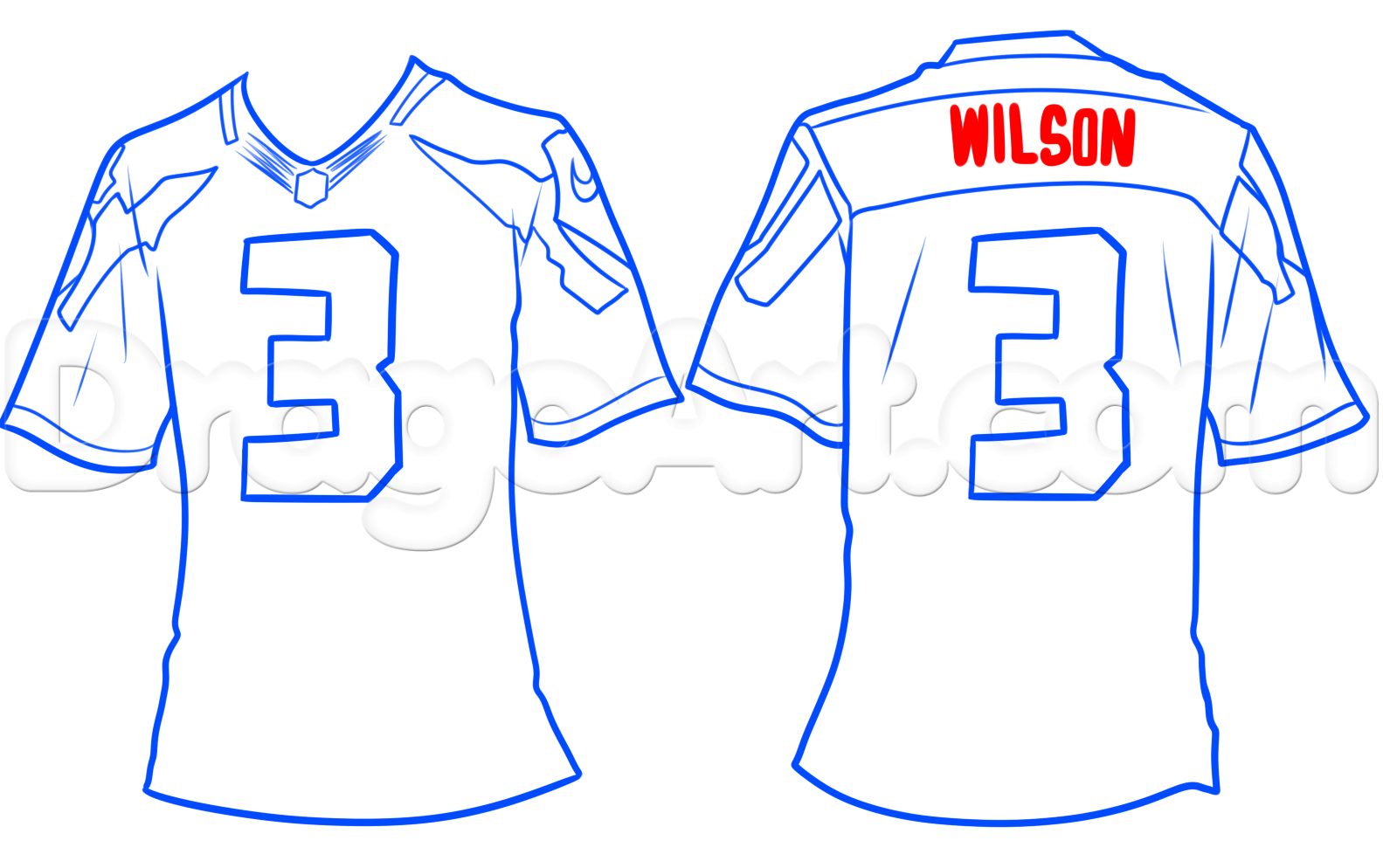1583x994 Football Jersey Drawing Lesson, Step - Football Drawing