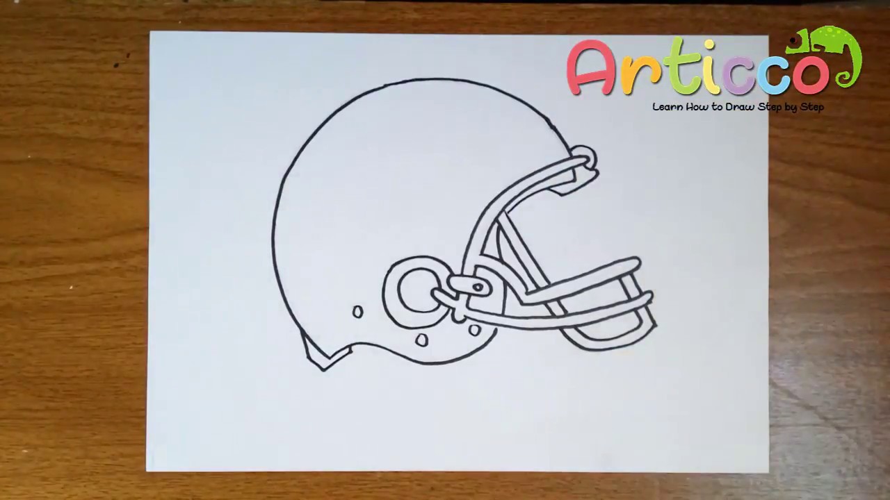 1280x720 How To Draw Football Helmet Step - Football Drawing For Kids