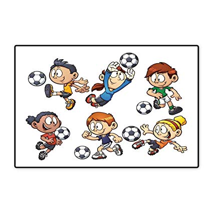 425x425 Soccer Door Mat Small Rug Children Cartoon Drawing - Football Drawing For Kids