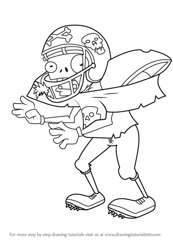 565x800 Learn How To Draw Football Zombie From Plants Vs Zombies - Football Drawing Pictures