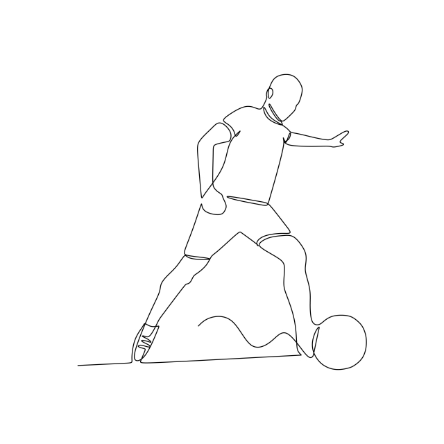 640x640 One Line Drawing Of A Football Player Vector Illustration, Sport - Football Drawing Pictures