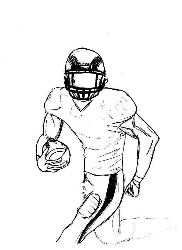 600x826 Marvellous How To Draw Football Players In The Nfl Drawing - Football Drawings Images