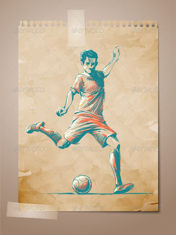590x787 Football, Soccer Player Sketch - Football Game Drawing