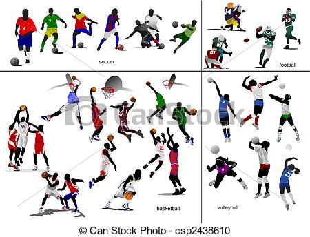 450x344 Games With Ball Soccer, Football, Basketball, Volleyball Vector - Football Game Drawing