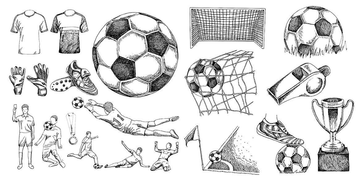 1160x580 soccer drawing soccer football tournament sport drawing art line - Football Goal Drawing