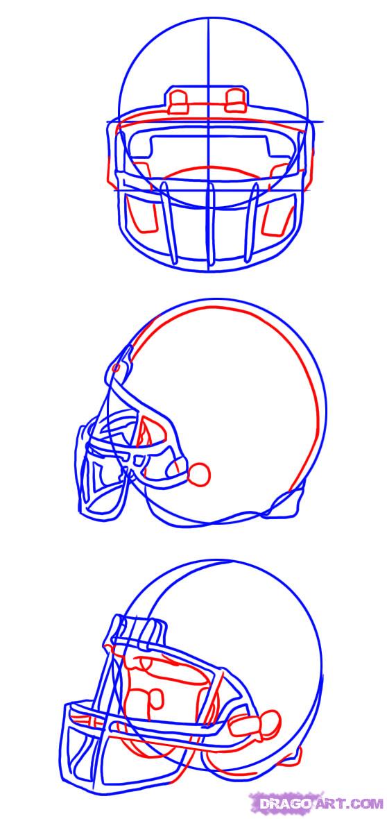 558x1180 how to draw a football helmet, step - Football Helmet Drawing