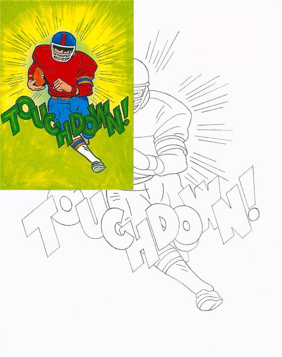 570x722 picture football diy drawing painting kit diy etsy - Football Kit Drawing
