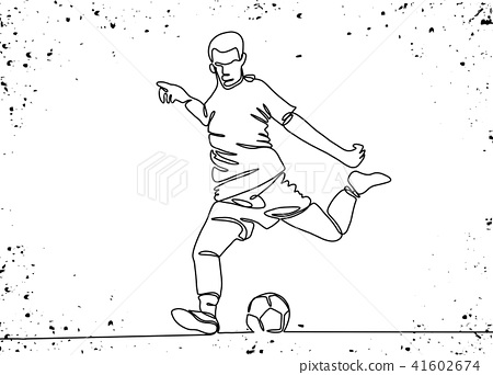 450x342 Continuous Line Drawing Football Player - Football Line Drawing