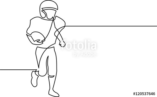 500x309 Continuous Line Drawing Of Youth Football Player Stock Image - Football Line Drawing