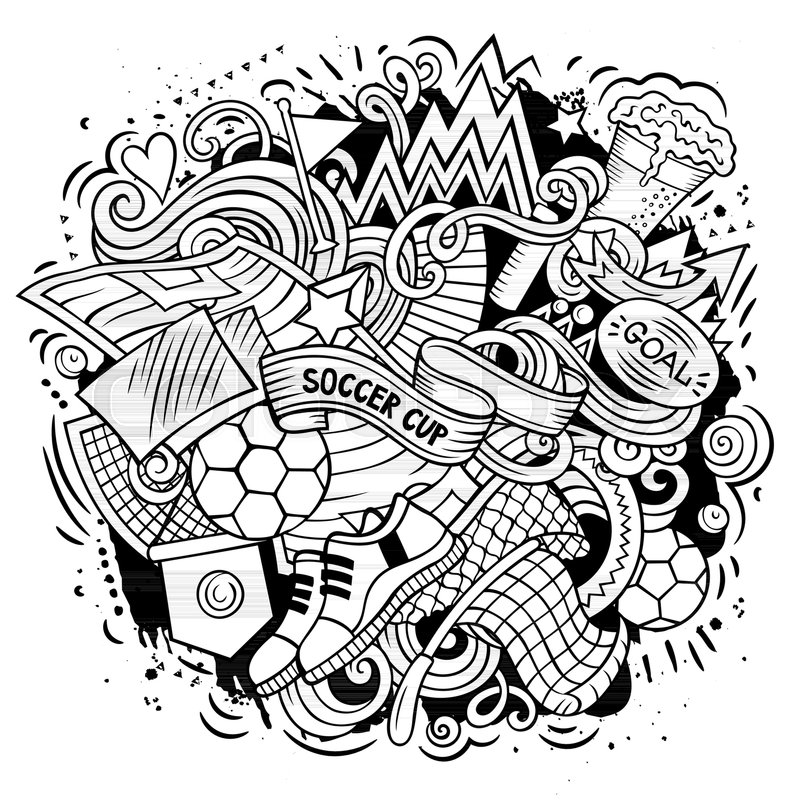 800x800 Cartoon Vector Doodles Football Stock Vector Colourbox - Football Line Drawing