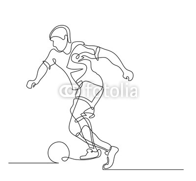 400x371 Continuous Line Drawing Illustration Shows A Football Player - Football Line Drawing