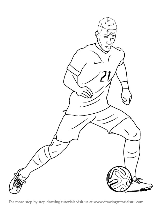 614x794 football player drawing steps awesome outline drawing football - Football Outline Drawing