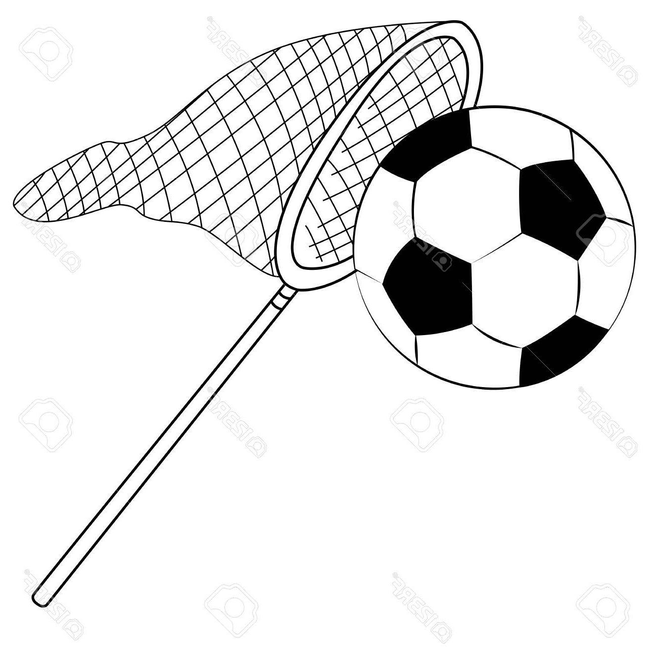 1300x1300 hd black outline vector fishing net and football on white - Football Outline Drawing