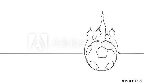 500x292 single continuous line art russia red square football ball - Football Outline Drawing