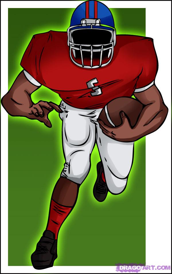 600x955 How To Draw A Football Player, Step - Football Player Drawing